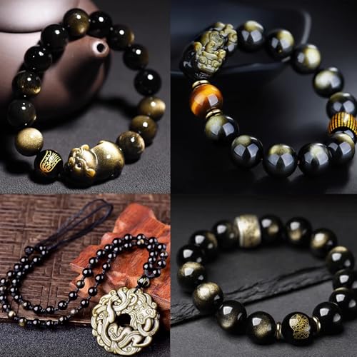 4mm 200pcs Natural Stone Round Beads Golden Obsidian Genuine Stone Beading Loose Gemstone DIY Charm Smooth Beads for Bracelets Necklaces Earrings Hole Size 1mm (Golden Obsidian 4mm) - color: Golden Obsidian, size: 4mm