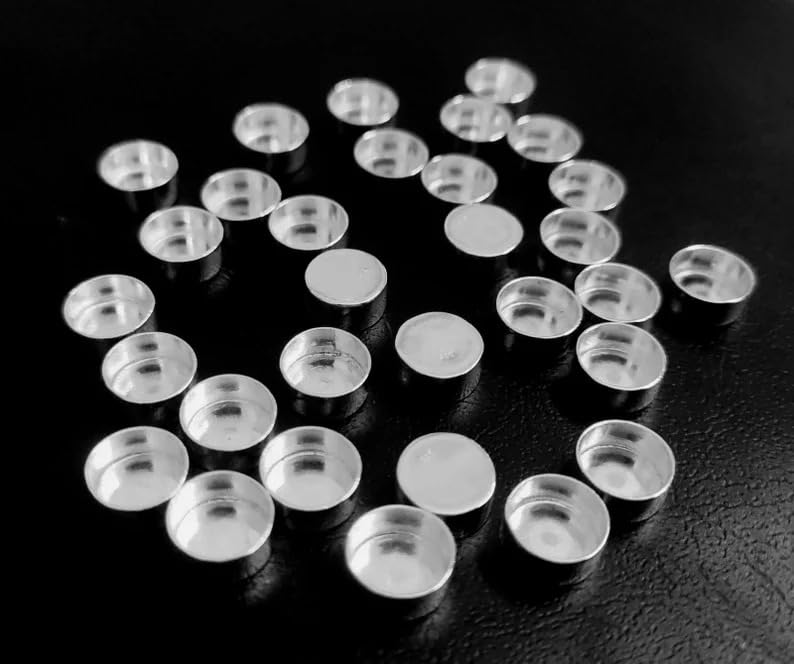 925 Sterling Silver Round Shape Bezel Cups, Silver Bezel Cups, Cab Bezel, Cabochon Setting.