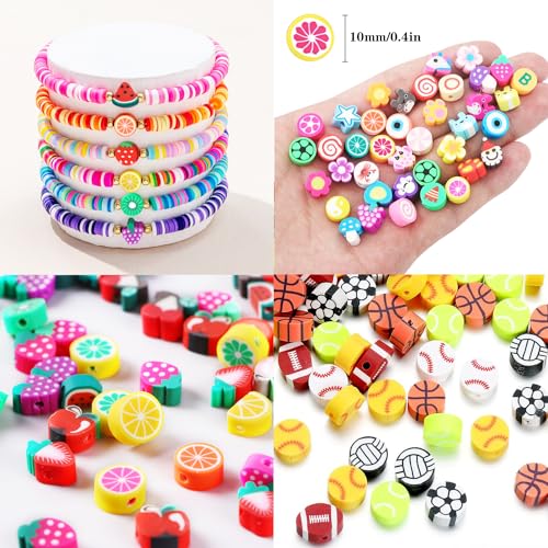 1000PCS Polymer Clay Beads Bracelet Making kit, 24 Style Cute Fun Beads Animal Beads Charms for Jewelry Necklace Earring Making DIY Accessories for Women Girls - color: F1#Style 5
