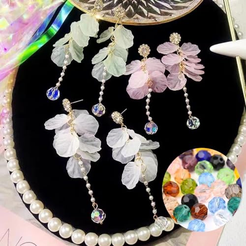 Crystal Glass Beads 50 Pieces 10mm Round Faceted Glass Spacer Beads for Jewelry Making Bracelet Earring Necklace DIY Craft Supplies(Crystal Clear AB) - color: Crystal Clear AB, size: 10mm