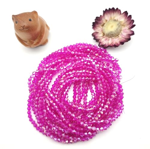 3mm4mm 1100pcs 800pcs Bicone Beads Crystal Glass Faceted Beads for Necklace Bracelet Earrings DIY Jewelry Crafts Making Project (3mm Rose RedAB) - color: 3mm Rose RedAB