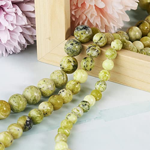 Craftdady 3 Strands Natural Gemstone Beads 6-10.5mm Undyed Yellow Turquoise Jasper Round Beads Energy Healing Power Stone Beads for DIY Bracelets Necklaces Jewelry Crafts, About 146Pcs - color: Yellow Turquoise Jasper