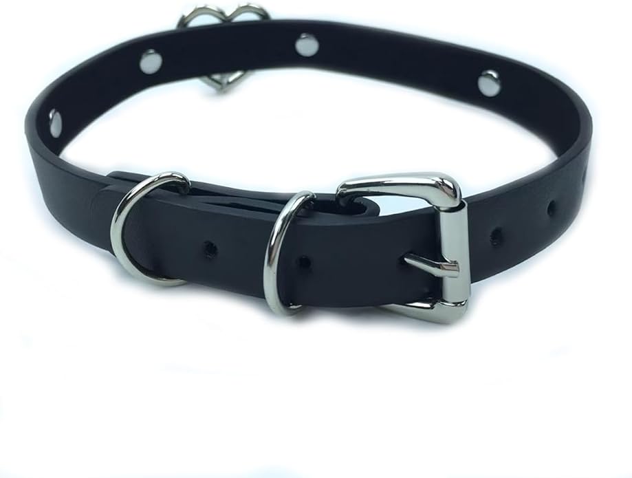 Succuba Handmade Heart Ring Rhinestone Letter Pu Leather Choker Collar Necklace for Women and Men