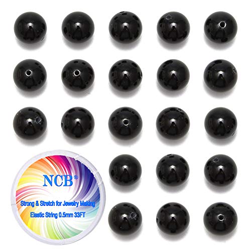 NCB 100pcs Original Natural Stone Beads Gemstone Round Loose Beads 6mm 8mm 10mm (Black Onyx Agate, 6mm 100Beads) - color: Black Onyx Agate, size: 6mm 100Beads
