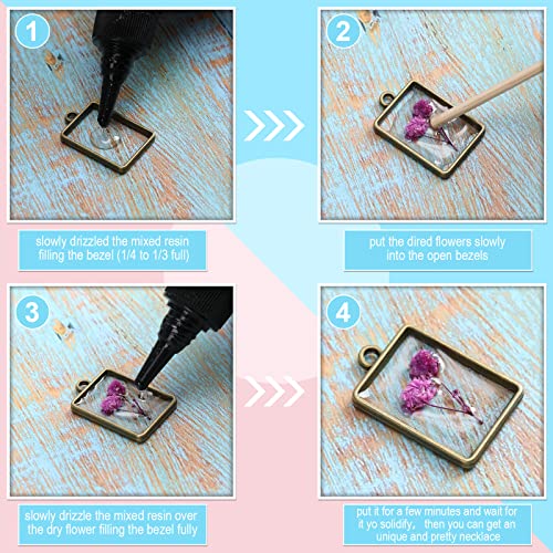 Inbagi 180 Pieces Open Bezels for Resin Jewelry Molds Making Kit Hollow Frame Pendants Assorted Geometric Frame Charms for Resin Casting Necklace Earring Making Supplies