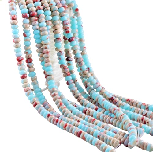 Rondelle Beads Natural Stone Beads for Jewelry Making 5x8mm 1 Strand 15.5inch Lentil Spacer Beads Rondelle Gemstone Beads Semi-Precious Stone Beads for Bracelet Necklace Crafts Imperial Jasper Beads - color: Imperial Jasper Beads