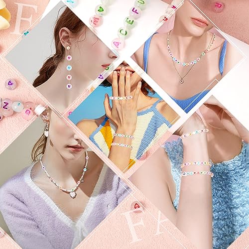 1900pcs Letter Beads, DECYOOL Glow in The Dark Letter Beads, Acrylic Alphabet Beads, with 1 Roll Elastic String for Bracelet Necklace Jewelry Making Supplie - color: reflective