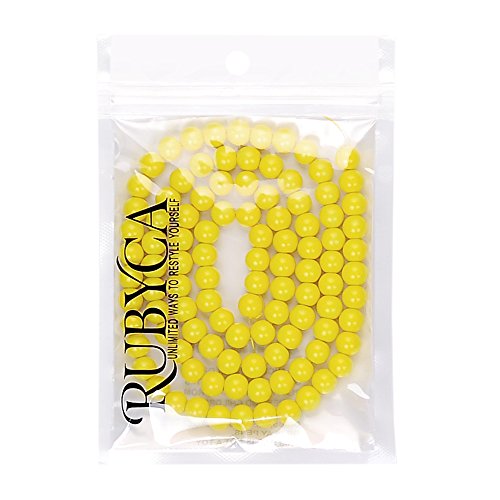 RUBYCA Round Opaque Painted Druk Czech Glass Beads Bulk Jewelry Making Supplies Strand (Yellow, 4mm) - color: Yellow, size: 4mm