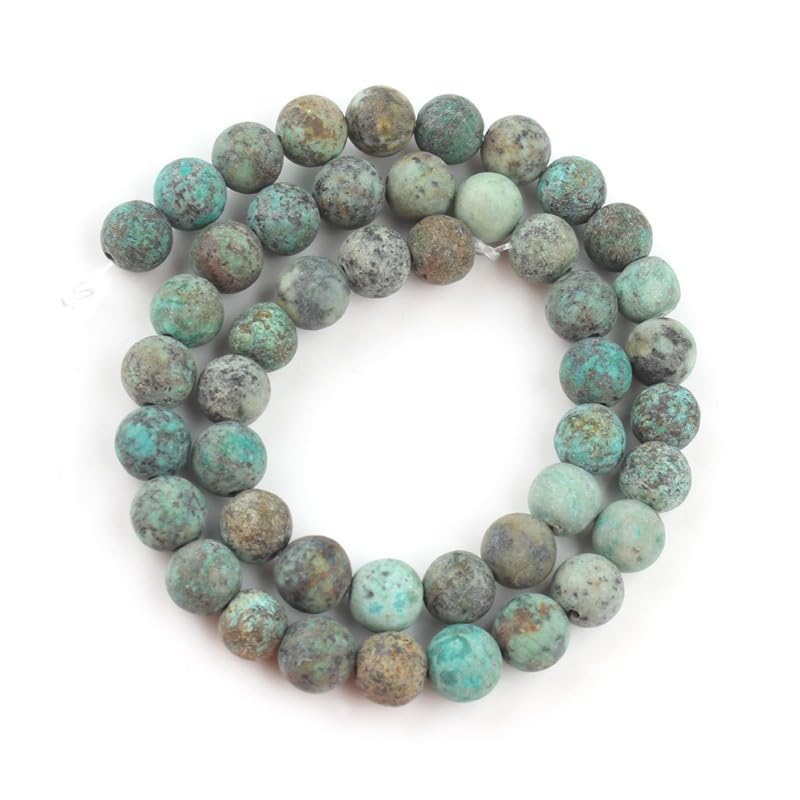 60pcs Natural Matte Africa Turquoise Gemstone Beads,6mm Frosted Round Loose Stone Beads for Jewelry Making DIY Earring Bracelet Necklace Crafts - color: Africa Turquoise, size: 6mm