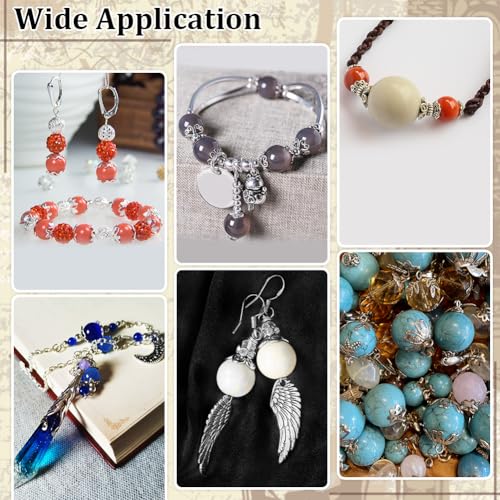 PH PandaHall 1440pcs 12 Styles Bead Caps, Bulk Silver Flower Spacer Beads Caps Metal Filigree Flower Spacer Beads Alloy Jewelry Bead End Cap for Bracelet Necklace Earrings Jewelry Making Supplies