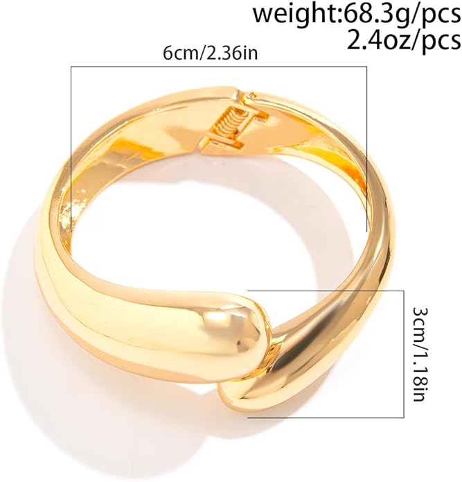 Gold/Silver Cuff Bangle Bracelets For Women Chunky Waterdrop Twisted Hinged Bangle Bracelets Minimalist Arm Cuff Bracelet Jewelry Gifts