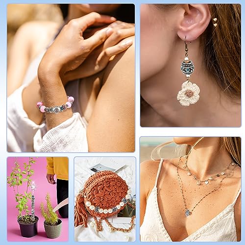 TOAOB 30pcs Assorted Rhinestone European Antique Silver Plating Silver Lampwork Charming Beads Inlaid Rhinestone Large Hole Spacer Beads Charms Supplies for Bracelet Necklace Jewelry Making