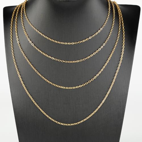 UMAOKANG 33 Feet Gold Plated Chains for Jewelry Making Flat Cable Chain Link Spool DIY Craft Earring Bracelet Necklace Chain Bulk with Lobster Clasps Jump Rings Pinch Clip Clasp - color: Gold Cross