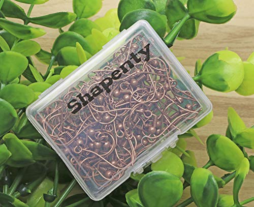 Shapenty Surgical Brass Ball Coil Fish Earring Hooks Clasp Hypo-allergenic Ear Wire Bead Connector Hooks with Large Loop for DIY Jewelry Finding Making, 100PCS/50Pairs (Copper) - color: Copper