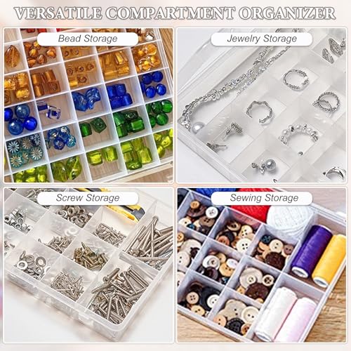 SUTOKAKA 1Pc 15 Grids Plastic Organizer Storage Box for Jewelry Small Components Fixed Dividers Bead Container Tools Holder Case for DIY Nail Crafts Beading Art Supplies - size: 15