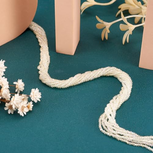 FASHEWELRY 10 Strands Briolette Crystal Glass Beads 2mm Rondelle Faceted Glass Spacer Beads Full Rainbow Plated for Necklace Bracelet Jewelry Making (Champagne Yellow) - color: Champagne Yellow, size: 2mm