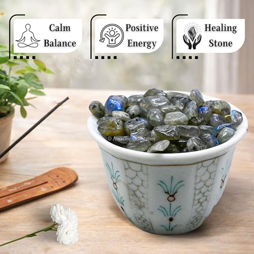 Labradorite Pre Drilled Crystal Crushed Chips Beads for Bracelets Making, DIY Handmade Natural Healing Crystals (25 Inch Strand) - color: Labradorite