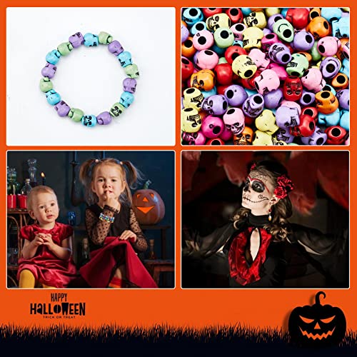 NBEADS 200pcs Halloween Skull Beads - Acrylic Skull Spacers in Mixed Colors - color: Mixed Color-Skull