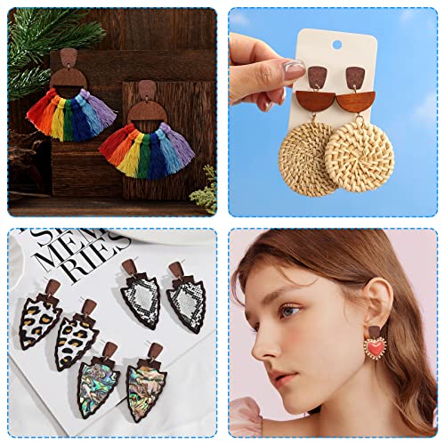 100Pcs Wood Earring Studs for Jewelry Making Walnut Wood Stud Earring Posts Earring Findings Earring Pin Studs with Loop Trapezoid Wooden Earrings Post with Ear Backs for DIY Earrings Making Supplies - color: Trapezoid-100Pcs
