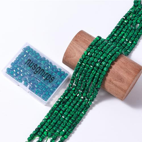 Natural Faceted Malachite Cube Stone Beads 5-5.5mm 60pcs/str Loose Square Semi Gemstone Stone Beads for Making Bracelets Necklace Earrings - color: Malachite