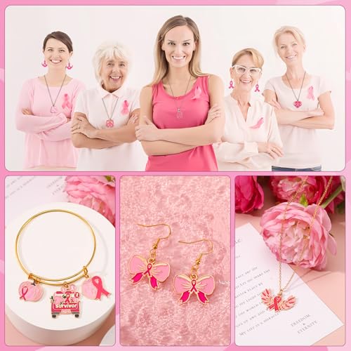 SANNIX 110Pcs Breast Cancer Charms, Pink Ribbon Charm for Jewelry Making, Breast Cancer Awareness Enamel Charm Pendants for Bracelets Necklaces Earrings Craft Making Accessories - style: Breast Cancer Charms