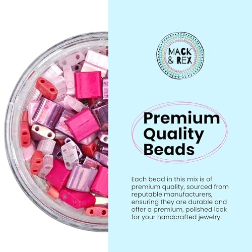 Mack and Rex Tila Bead Mixes (Love Spell) – Includes Pink Like Dark Magenta, Silky Pink, and Rose with Purple Tila Beads – Ideal for Jewelry Making - color: Love Spell, size: 25 Gram Bag
