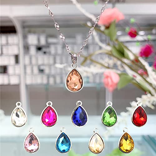Honbay 20PCS 10x14mm Alloy Glass Crystal Waterdrops Teardrops Charms Pendant for Necklaces, Bracelets, Earrings, Jewelry Making and DIY Crafts - color: Mixed 10 Colors