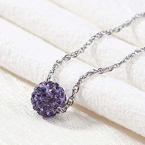 PH PandaHall 100pcs Purple Polymer Clay Beads with Rhinestones, 10mm Round Disco Ball Beads for Jewelry Making - color: Purple