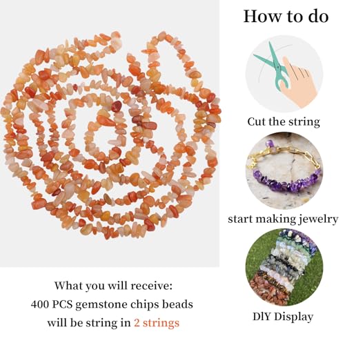 400pcs Natural Chip Stone Beads for Jewelry Making Red Aventurine 5-8mm Irregular Gemstones Healing Crystal Loose Rocks Bead Hole Drilled for Ring Earrings Necklace Bracelet Making DIY Art Crafts - color: Red Aventurine-(2 Strands-62")