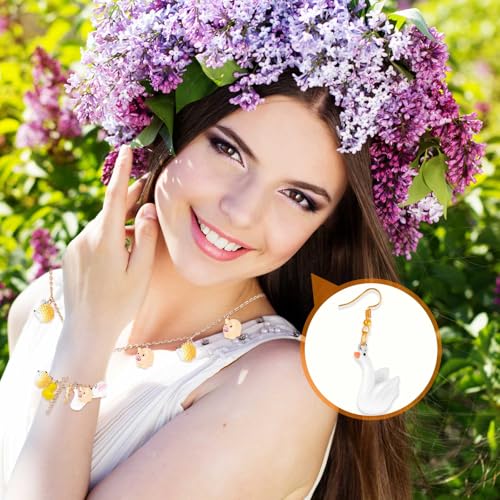 Civaner 50 Pcs Resin Charms for Jewelry Making, Cute Mushroom Bee Duck Cow Chicken Swan Rabbit Pig Farm Animal Pendants for DIY Bracelets Necklaces - style: Cute Style