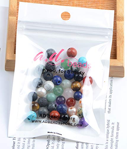 AD Beads Natural Gemstone 8mm Round Loose Beads Big Hole 2.5mm Sized 40pcs (Mixed Colour) - color: Mixed Colour