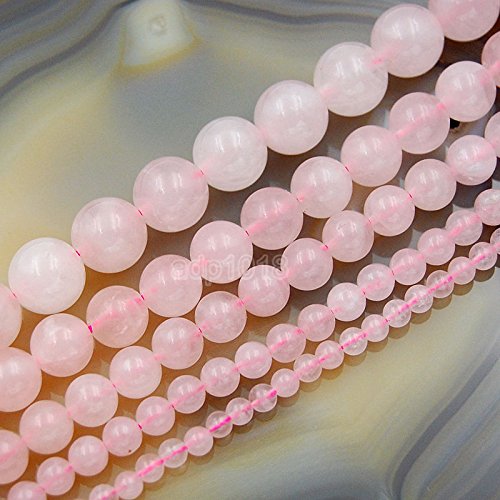 Wholesale Smooth Natural Gemstone Round Loose Beads 15" 4mm 6mm 8mm 10mm 12mm (10mm, Rose Quartz) - color: Rose Quartz, size: 10mm