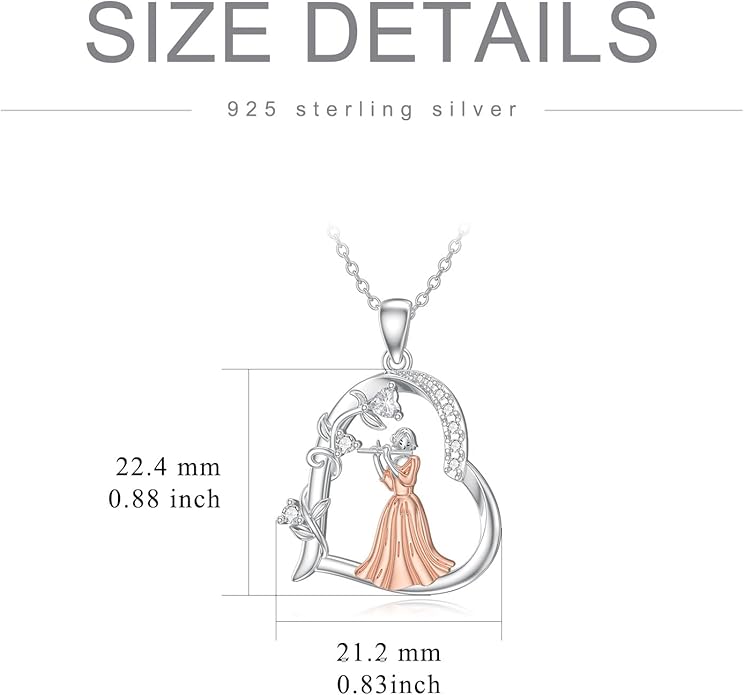 Violinist Necklace Sterling Silver Music Crystal Jewelry Saxophone Cello Violin Piano Flute Music Note Necklace Music Gifts for Women Girl Daughter