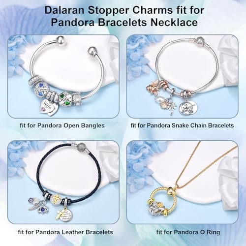 DALARAN Stopper Beads for Bracelets 925 Sterling Silver Clip Spacer Charm Bracelet Stoppers - style: 4Pcs Sliver Charm Stoppers