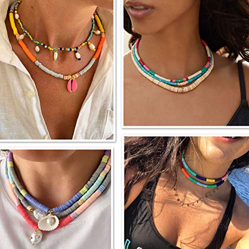 COIRIS 3400 Pcs Vinyl Heishi Beads Environmental Handmade Polymer Clay Spacer 6mm Disk Flat Beads for Surfer Chocker Necklace Bracelet Earrings Jewelry Making(RT-Macaroon Mix-6) - color: RT-Macaroon Mix-6
