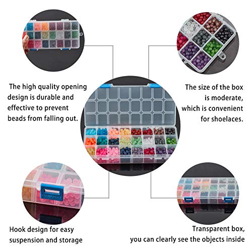 PH PandaHall 1560pcs 24 Color Frosted Glass Beads for Jewelry Making, 6mm Candy Color Frosty Beads Matte Loose Spacer Beads for Friendship Bracelets Necklace Earring Jewelry Making