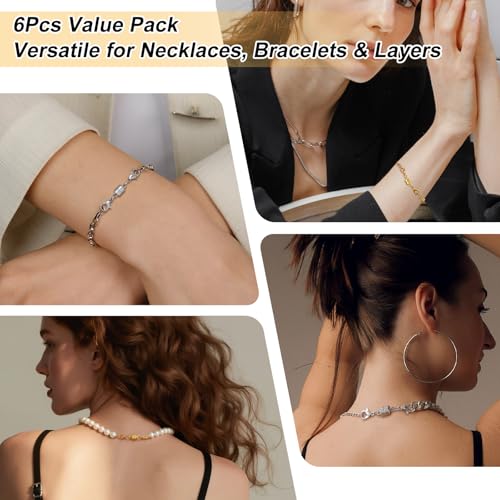 12PCS Magnetic Necklace Clasp and Closures with Double Lobster Clasp, 14K Gold Necklace Extenders for Women Jewelry Magnetic Clasps for Necklaces, Bracelet Necklace Extender - color: 12pcs gold