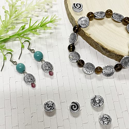 Tibetan Silver Spacer Beads 10mm Flat Round – 67pcs Metal Spacer Beads for Jewelry Making, Bracelets, Necklaces & Earrings DIY Supplies, Antique Silver Zinc Alloy - color: Silver Round