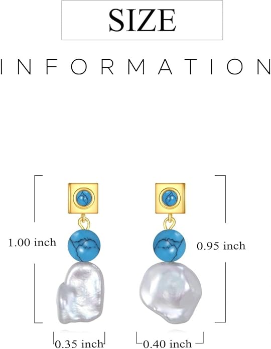 Turquoise Dangle Earrings 14K Gold Plated Sterling Silver Boho Earrings with Cultured Pearl Drop Jewelry Gift for Women