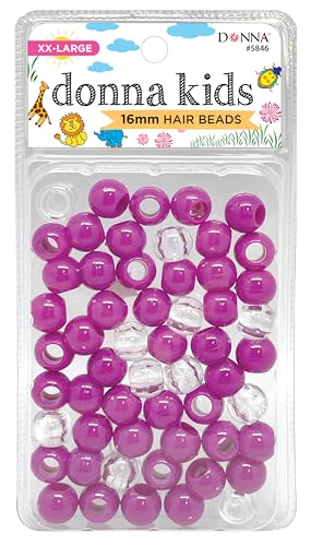 Donna 16mm Hair Beads Quick Beader Tool for Braiding Hair, Ideal for Kids DIY with Pony Beads, Perfect for Creating Unique Hair Braids, and Easy Styling, Purple Clear - color: PURPLE MIX
