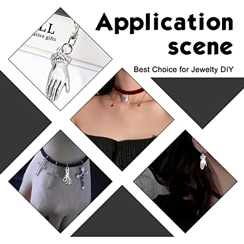 SUNNYCLUE 1 Box 40Pcs 2 Styles Antique Silver Hand Pendant Mini Alloy OK Gesture Vintage Charms Bulk Tibetan Style Fingers Lucky Pendants for Jewelry Making Charms Bracelets Findings