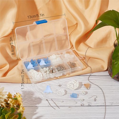 SUNNYCLUE 1 Box DIY 10 Pairs Flower Charms Floral 3D Charms Earring Making Kit Acrylic Flower Dangle Earrings Aqua Blue Calla Lily Charms for Jewelry Making Starters Beginners Adult Women Instruction - color: Diy 10 Pairs White Blue Petals Earrings