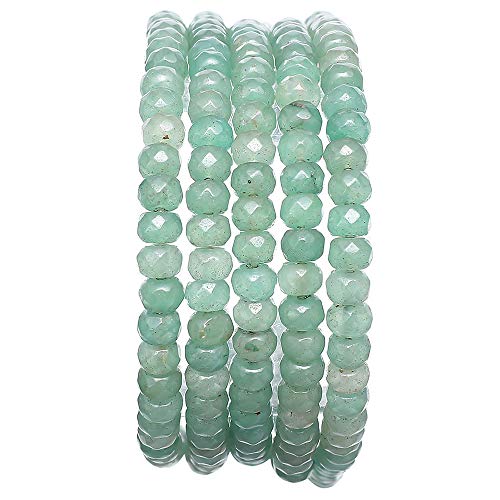 BEADIA Faceted Natural Green Aventurine Jade Stone Rondelle 4x6mm Loose Semi Gemstone Beads for Jewelry Making 38cm - color: Green Aventurine Faceted Rondelle, size: 4x6mm