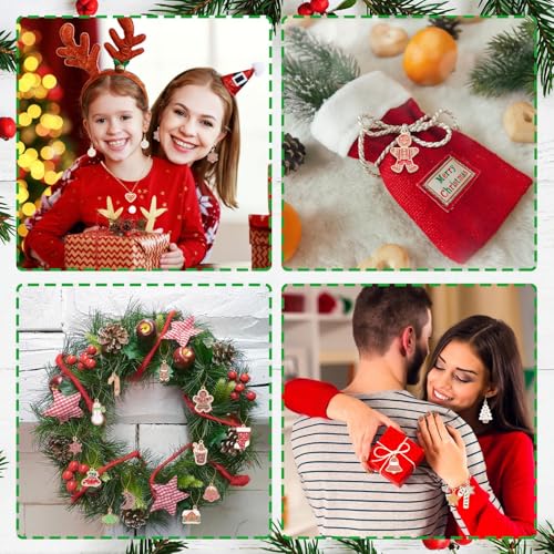 SANNIX 110Pcs/55 Pairs Christmas Charms, Gingerbread Man Charm Holiday Gold Enamel Pendants for DIY Bracelet, Necklaces, Earrings Craft Supplies - style: Gingerbread Charms