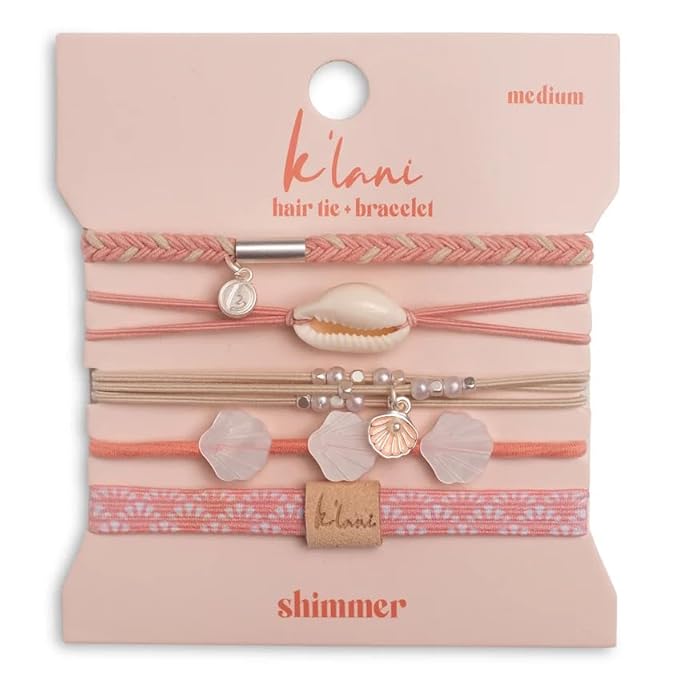 K'lani Hair Tie Bracelets for Women - Elastic Hair Bands That Double as Stylish Jewelry - Shimmer - Large