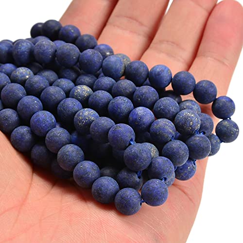 6mm Lapis Lazuli Matte Round Natural Gematone Loose Beads for Jewelry Making DIY 1 Strand 15" - color: Matte Lapis Lazuli, size: 6mm