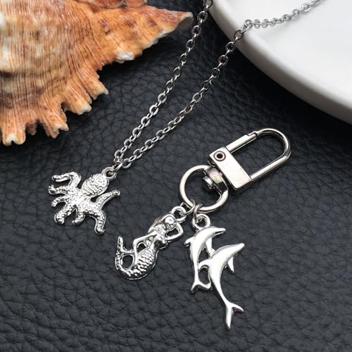WOCRAFT 60pcs Bright Silver Ocean Bracelet Charms for Jewelry Making Sets DIY Necklace Bracelet Keychain Crafting Charms Kit Craft Supplies (SN885) - color: Bright Silver, size: Ocean Charms
