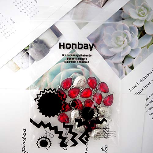 Honbay 20PCS 10x14mm Alloy Glass Crystal Waterdrops Teardrops Charms Pendant for Necklaces, Bracelets, Earrings, Jewelry Making and DIY Crafts - color: Red