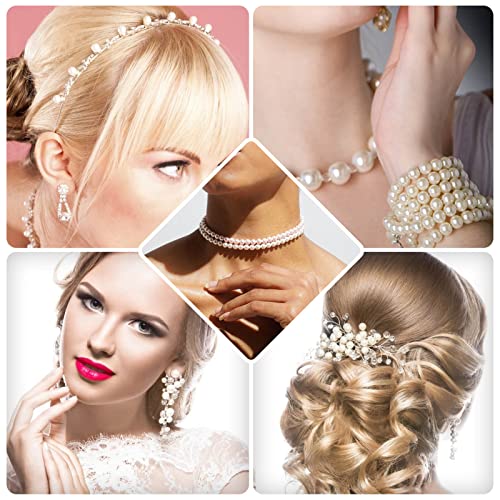 anezus Pearl Beads for Craft, 1000pcs Ivory Faux Fake Pearls, 6 mm Small Sew on Pearl Beads with Holes for Jewelry Making, Bracelets, Necklaces, Hairs, Crafts, Decoration and Vase Filler - size: 6 Mm