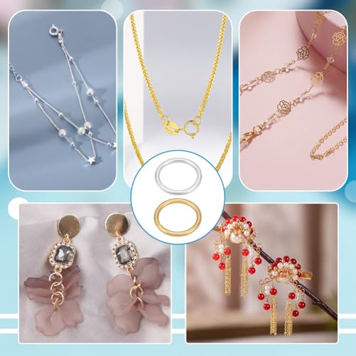 PH PandaHall 20Pcs 925 Sterling Silver Open Jump Rings, 8mm Jewelry Connector Ring 19 Gauge O Rings Junction Ring Connectors for Earring Necklace Bracelet Jewelry Keychain Making, Silver/Golden